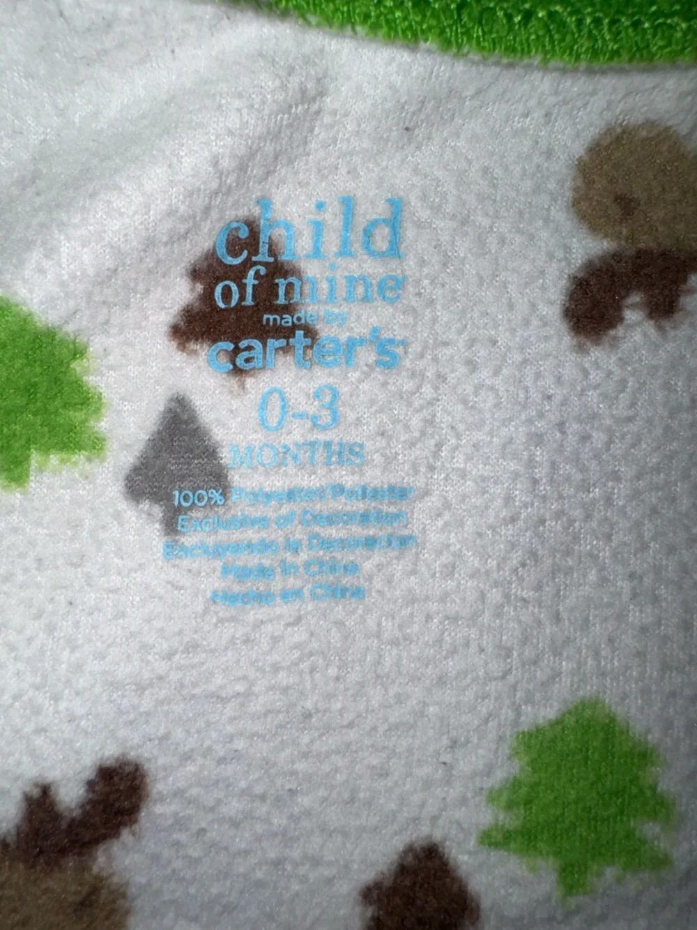 Carter's Cream Fleece Footed One-Piece with Moose and Trees
